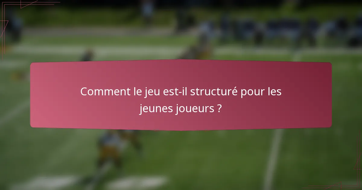 Comment le jeu est-il structuré pour les jeunes joueurs ?